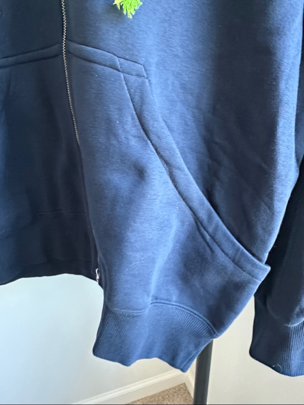 Seattle Seahawks Nike Zip Hoodie with Neon Green Drawstrings - Picture 5 of 6